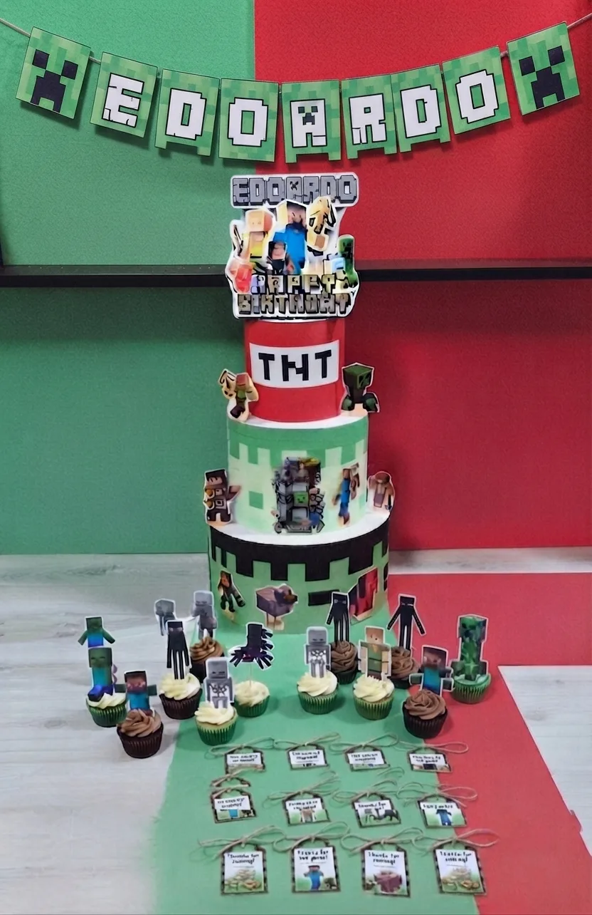 Torta decorativa tema Minecraft — Foto