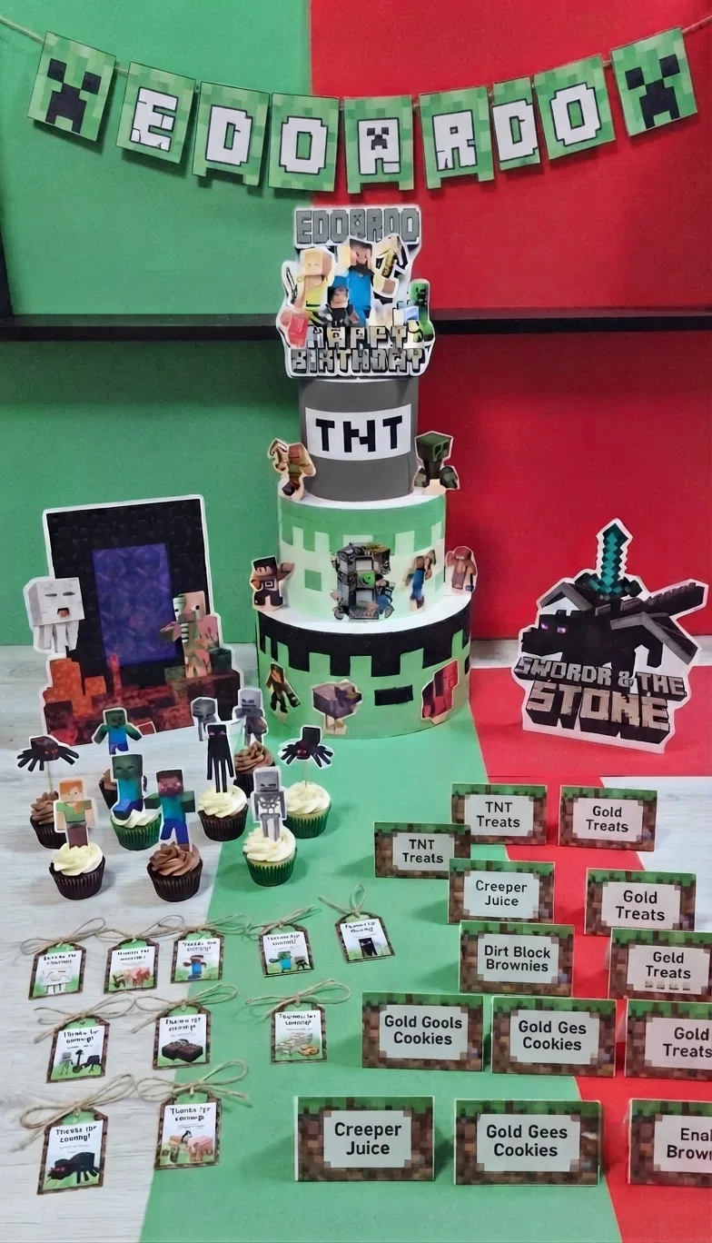 Torta decorativa tema Minecraft — Foto